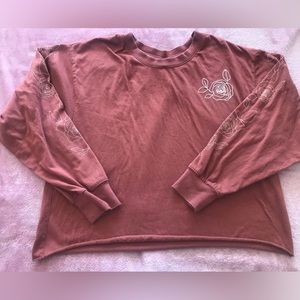 OHANA NORDSTROM Size Medium 🤍 Terra Cotta Crop Top with Floral Embroidery